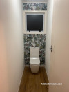 Powder room, powder room featuring wallpaper feature wall