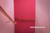 Stairwell, stairs, pink walls, pink stairs, Resene 