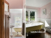 yellow bath tub, pink bathroom, heritage bathroom, pink bathroom inspiration, Resene 